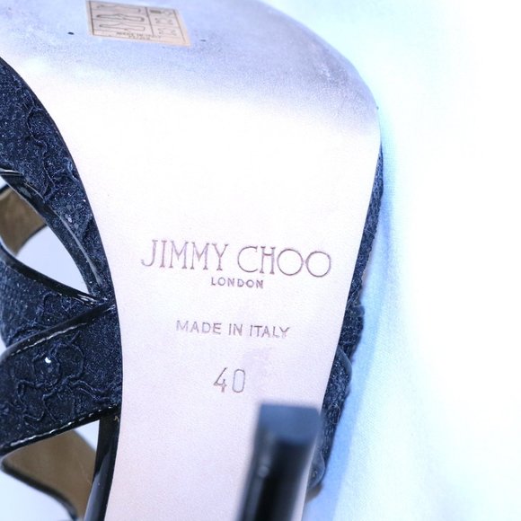 Jimmy Choo Black Sequin Sandals - Picture 4 of 5